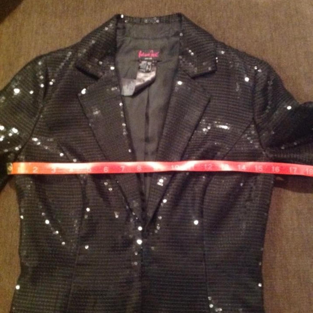 Black Sequin Lined Fitted Evening Jacket - image 5